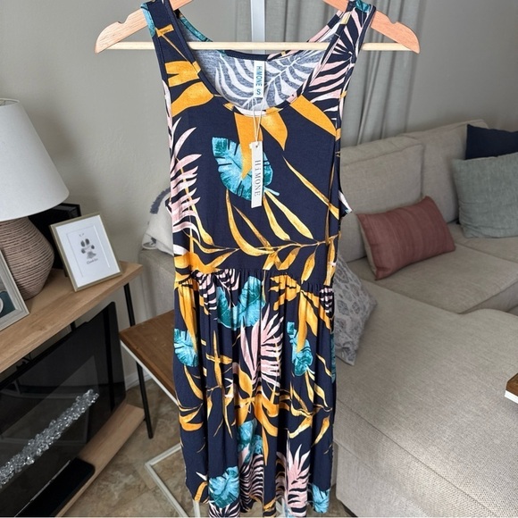 Himone Dresses & Skirts - HiMONE Women’s Blue Tropical Tank Dress Size S NWT
